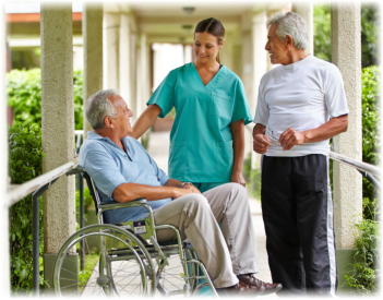 elderly seniors with caregiver